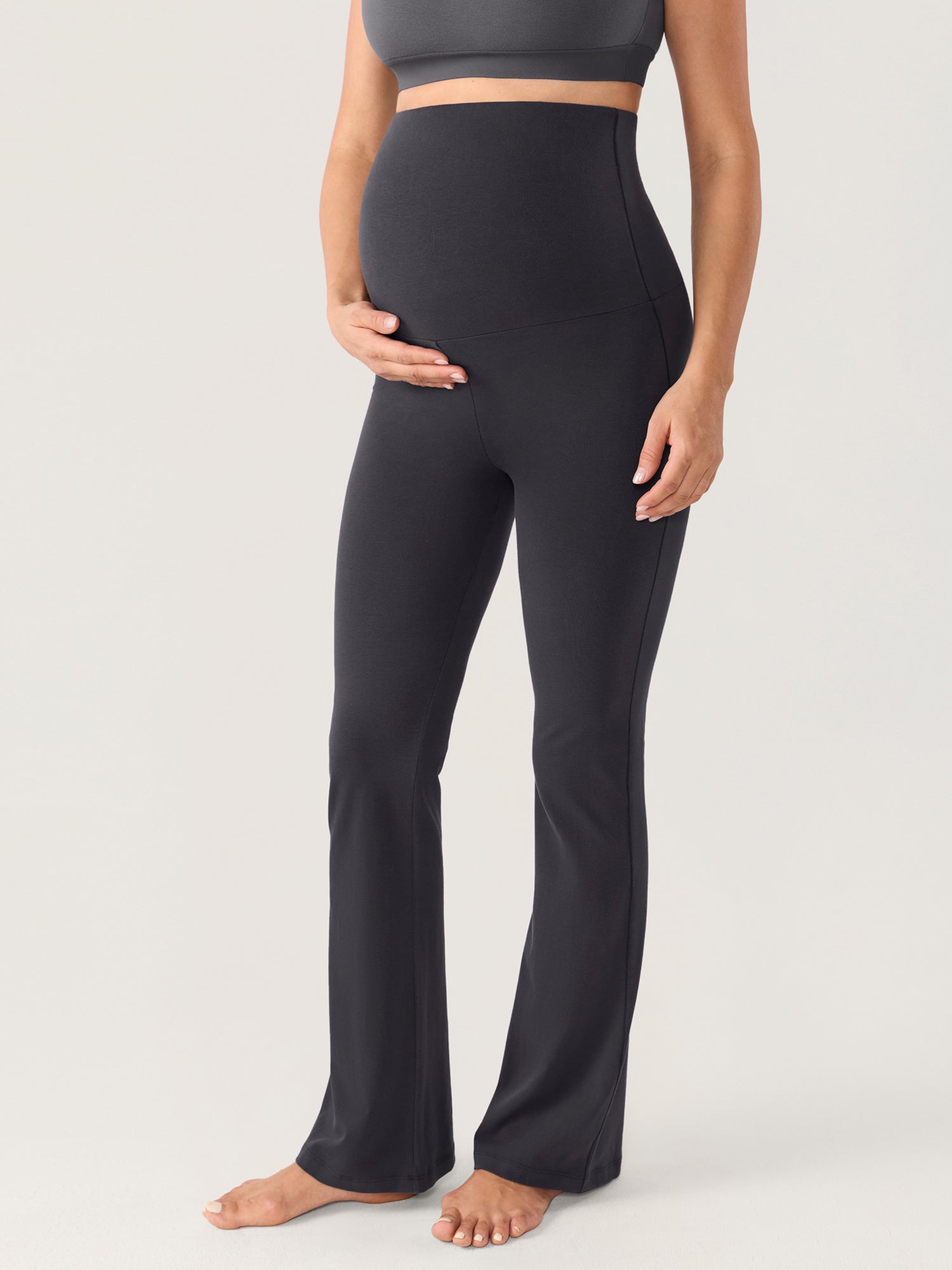 Pantalon Maternité Coton Évasé Taille Haute Grossesse