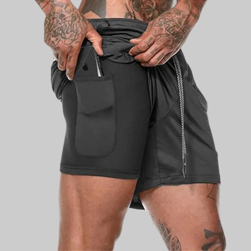 Short Sport Homme Double Épaisseur Poche Latérale