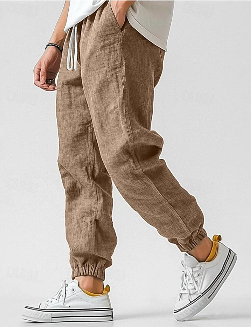 Pantalon Lin Homme Coupe Ample Décontractée Été