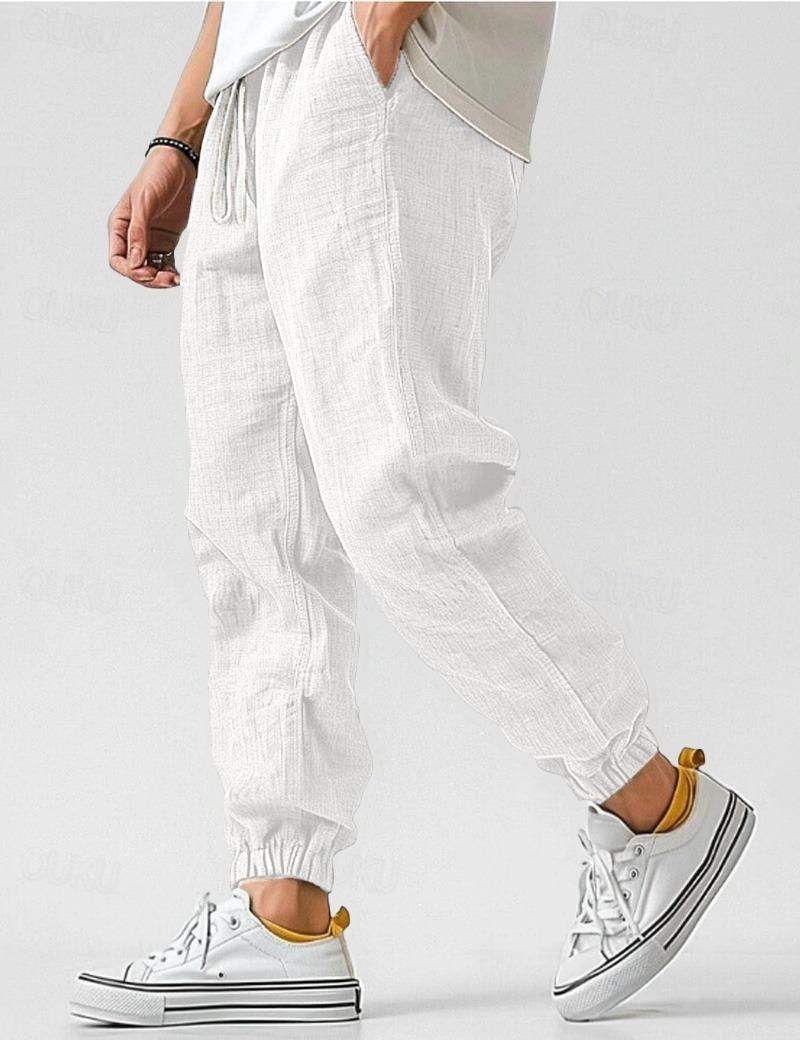 Pantalon Lin Homme Coupe Ample Décontractée Été