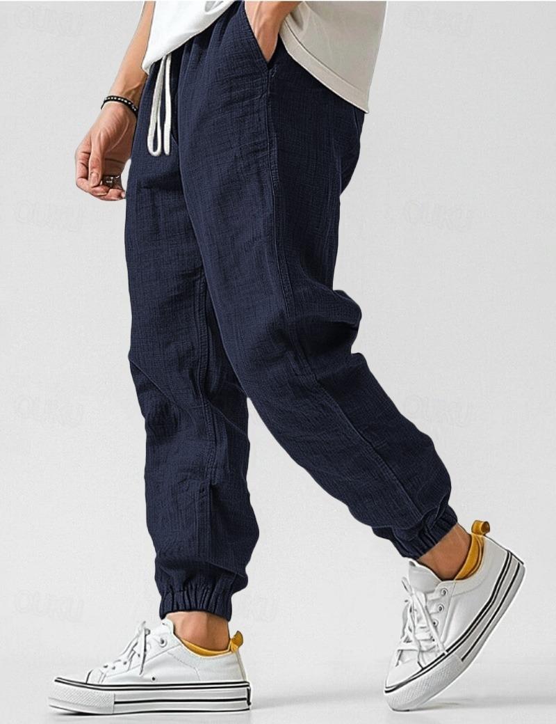 Pantalon Lin Homme Coupe Ample Décontractée Été