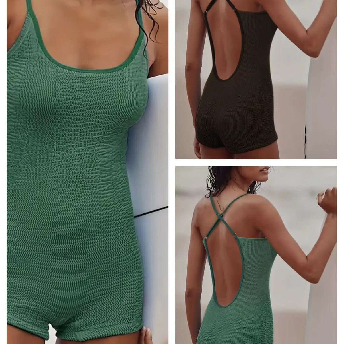 Combinaison de bain shorty femme - maillot de sport texturé - plage