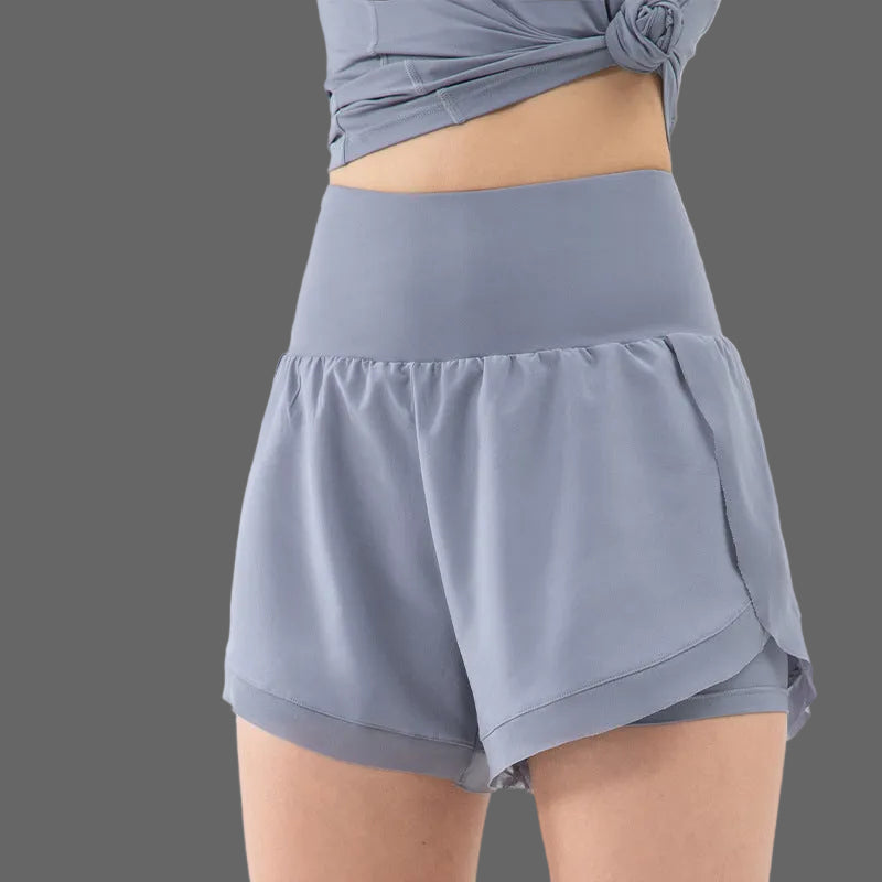 Short de sport femme 2-en-1 taille haute yoga