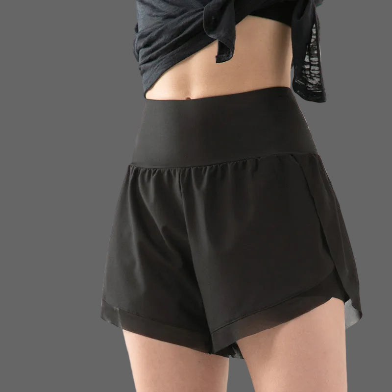 Short de sport femme 2-en-1 taille haute yoga