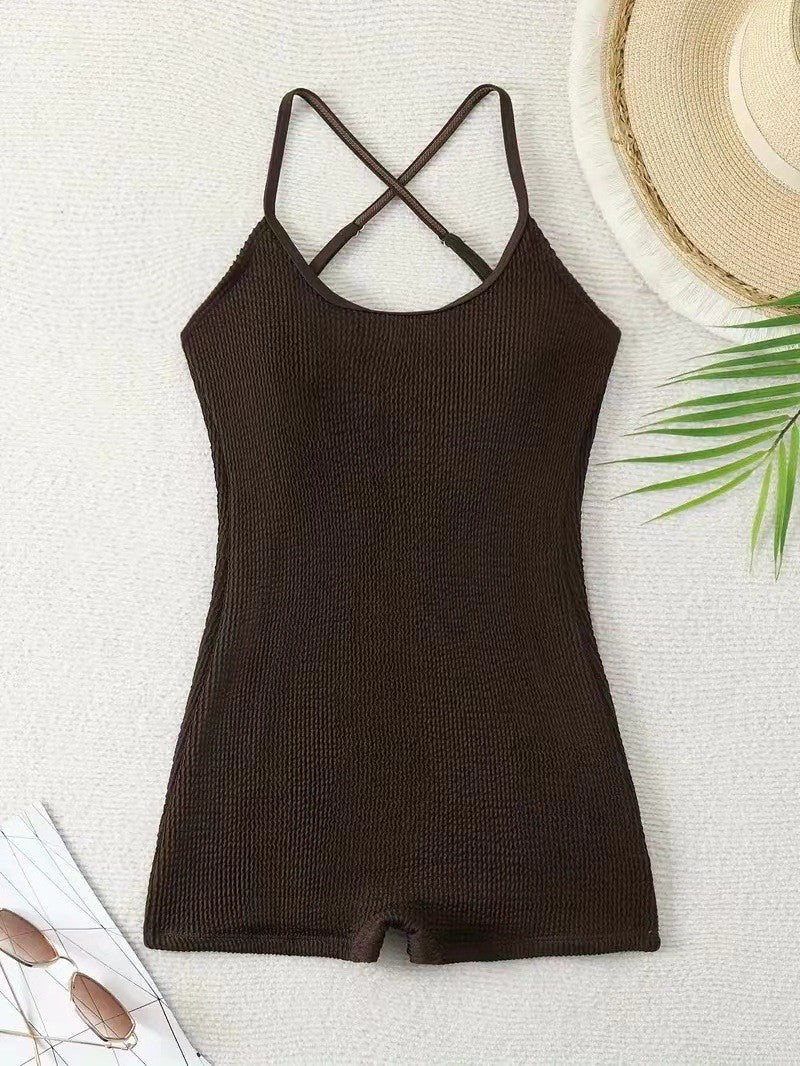 Combinaison de bain shorty femme - maillot de sport texturé - plage