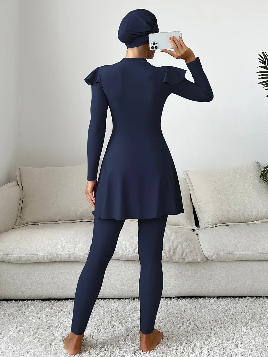 Burkini femme 3 pièces imprimé floral couverture intégrale