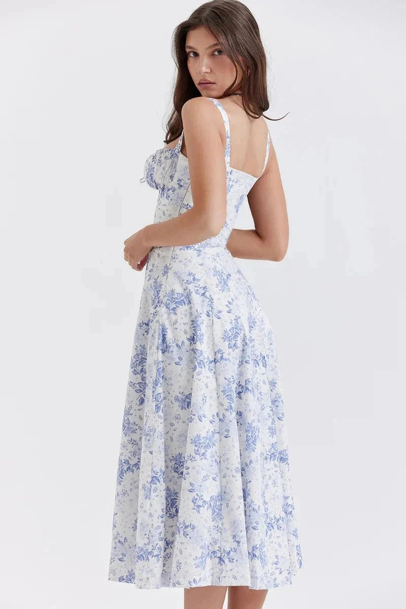 Robe Femme Corsage Nœud Imprimé Floral Printemps Été