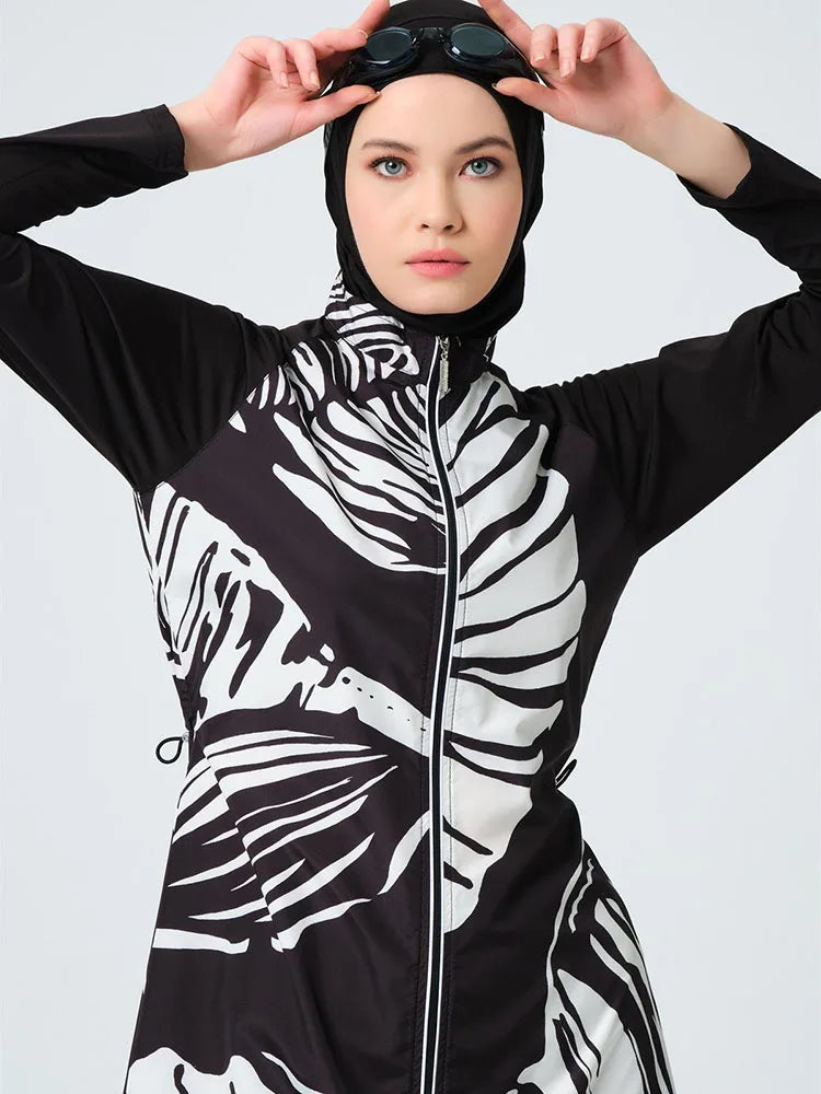 Burkini femme 3 pièces imprimé tropical imperméable UPF50+