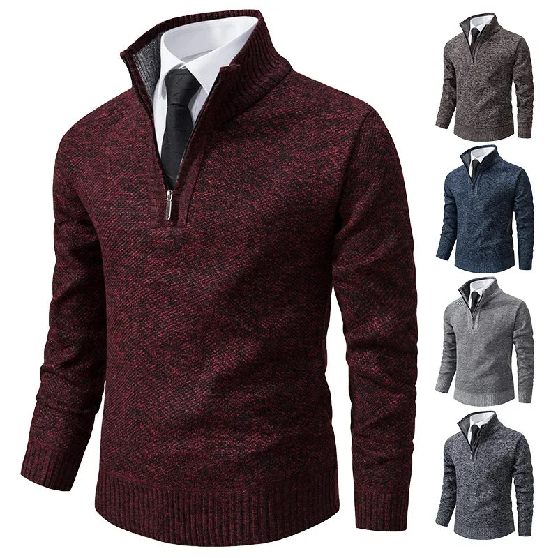 Pull homme demi-zip polaire chaud coupe régulière