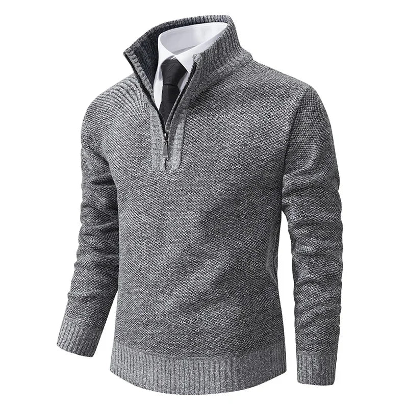 Pull homme demi-zip polaire chaud coupe régulière