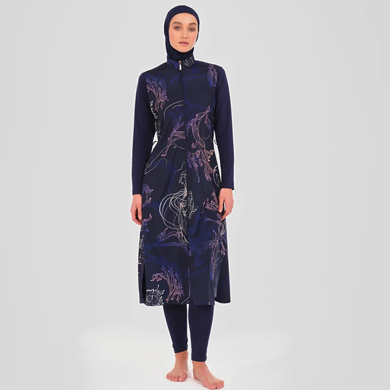 Burkini femme 3 pièces imprimé tropical imperméable UPF50+