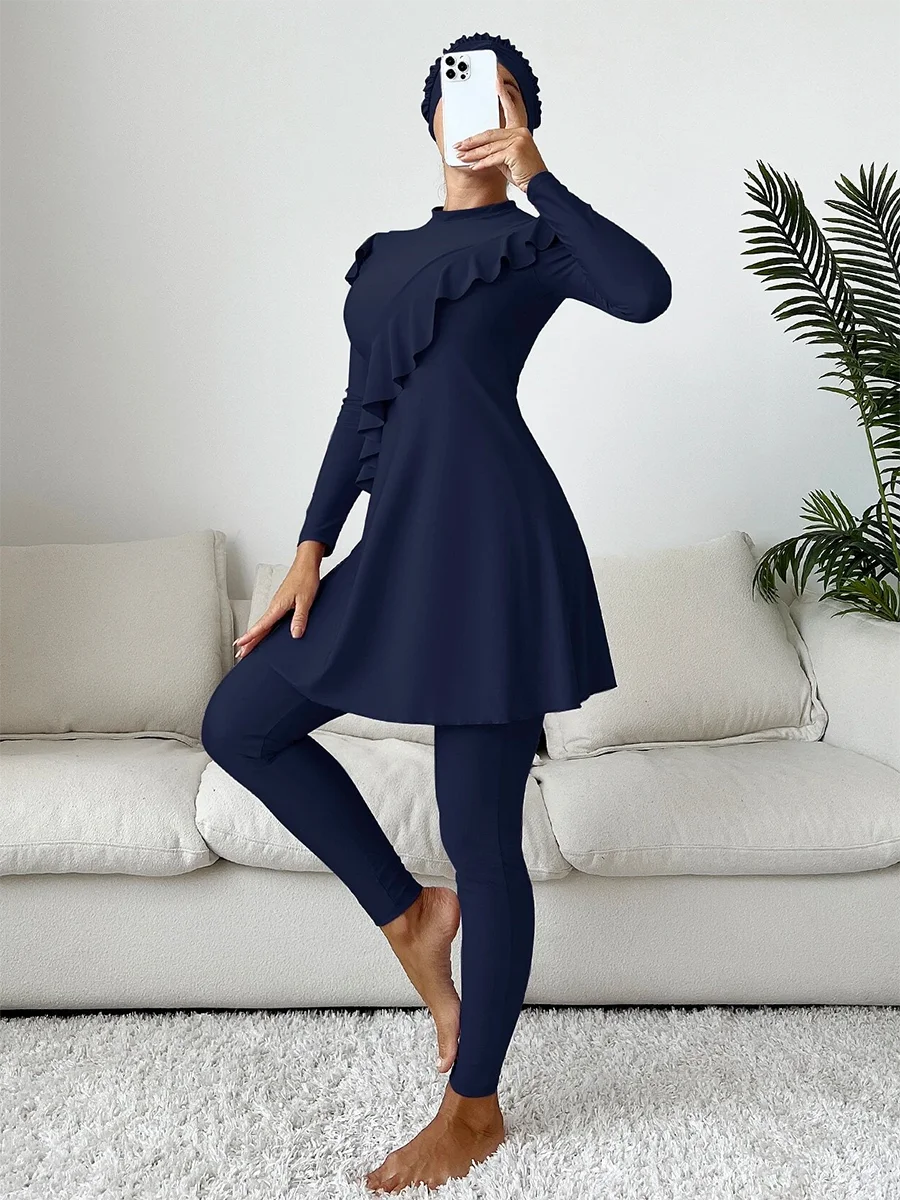 Burkini femme 3 pièces imprimé floral couverture intégrale