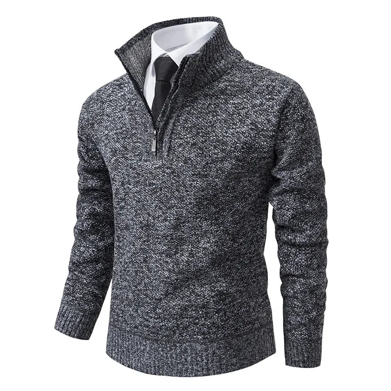Pull homme demi-zip polaire chaud coupe régulière