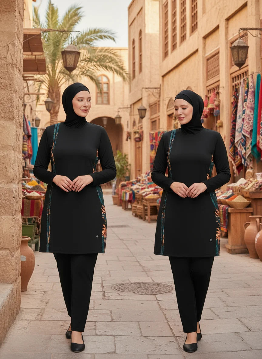 Burkini sport femme 3 pièces manches longues séchage rapide