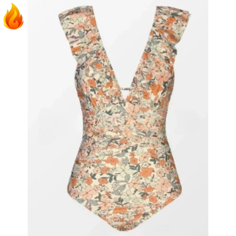 Maillot de bain maternité monokini col V lacé grossesse