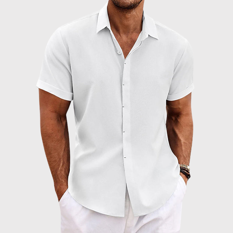 Chemise Lin Homme Légère Respirante Col Boutonné Été