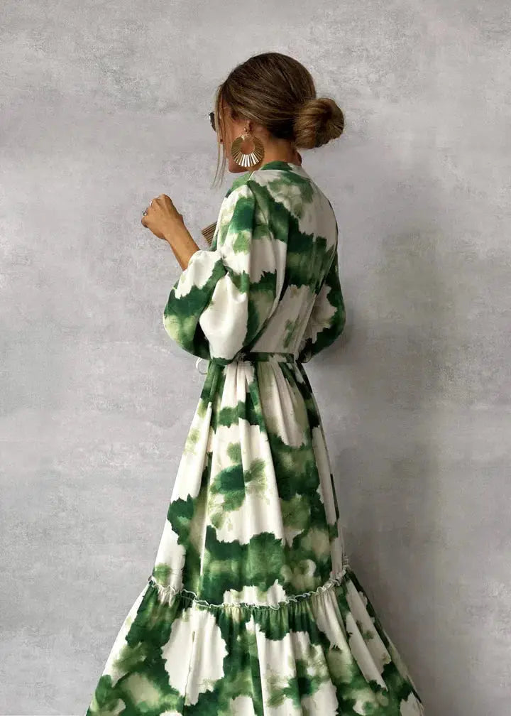 Robe Maxi Femme Col V Longue Casual Légère