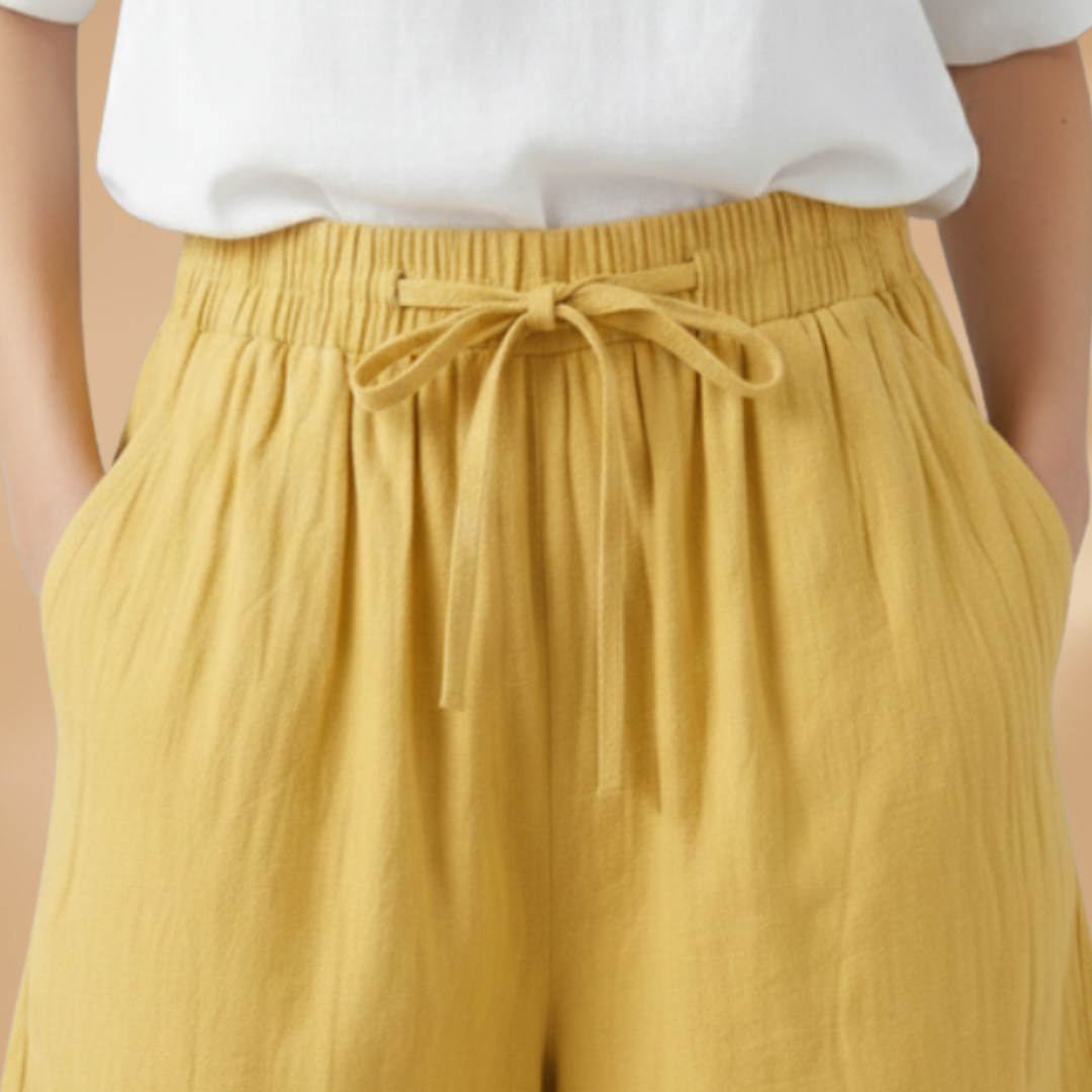 Short femme large taille froncée longueur genou vacances