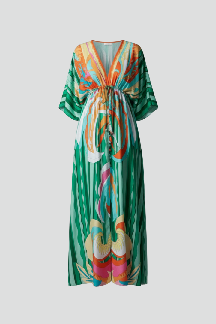 Robe longue femme imprimée coupe ample cordon vacances
