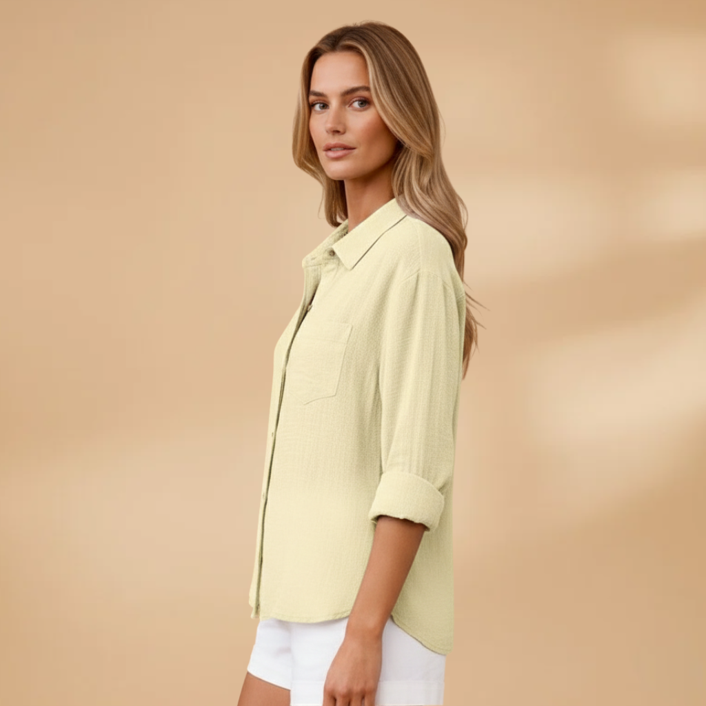 Tunique courte femme boutonnée ajustée unie vacances