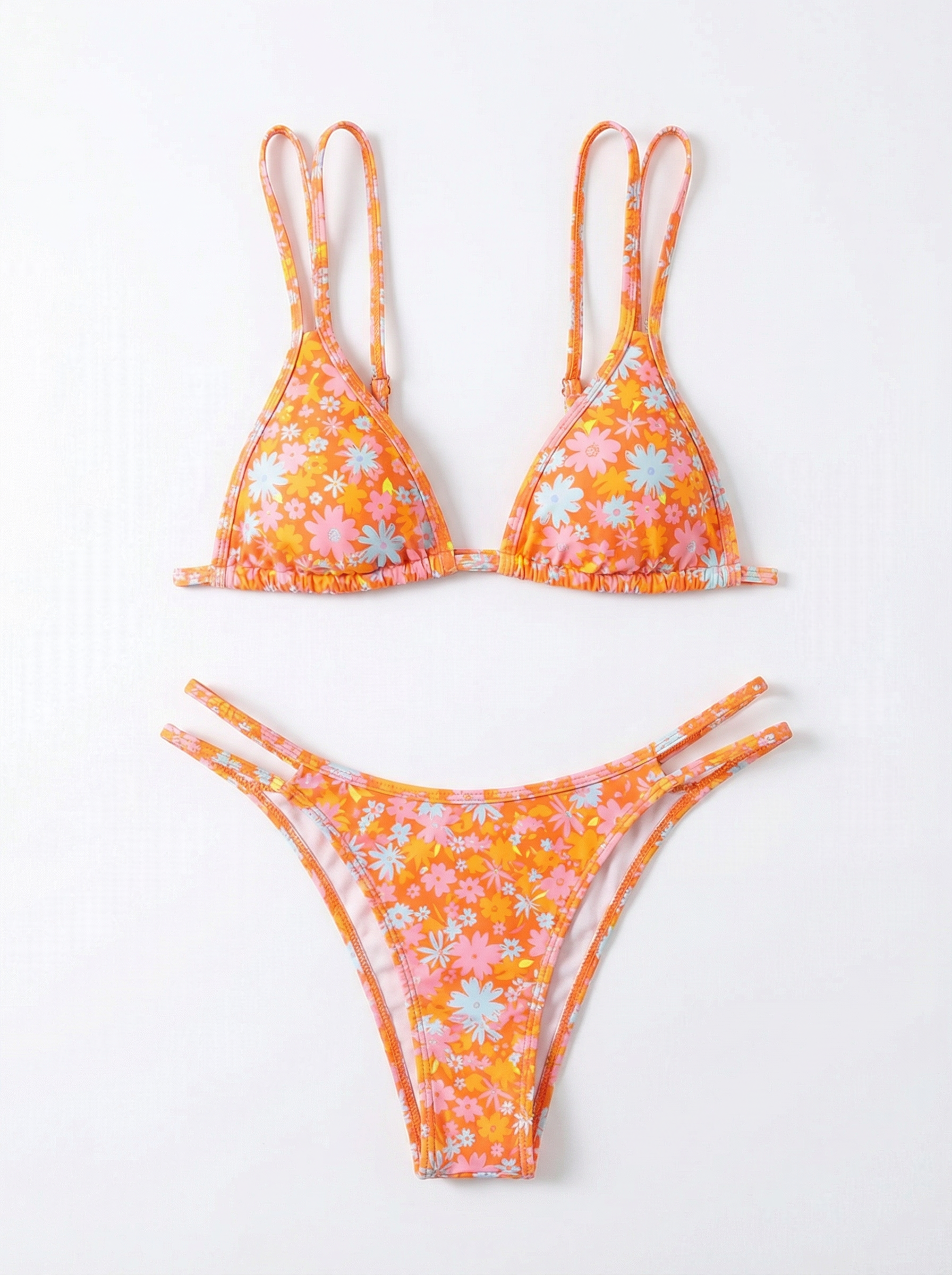 Bikini femme floral bretelles doubles style féminin