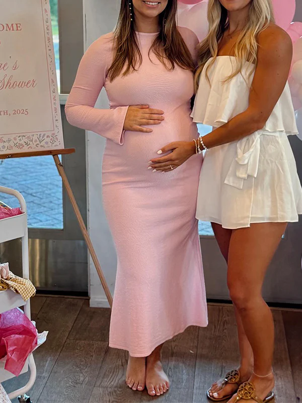 Robe Maxi Maternité Smockée Féminine Baby Shower