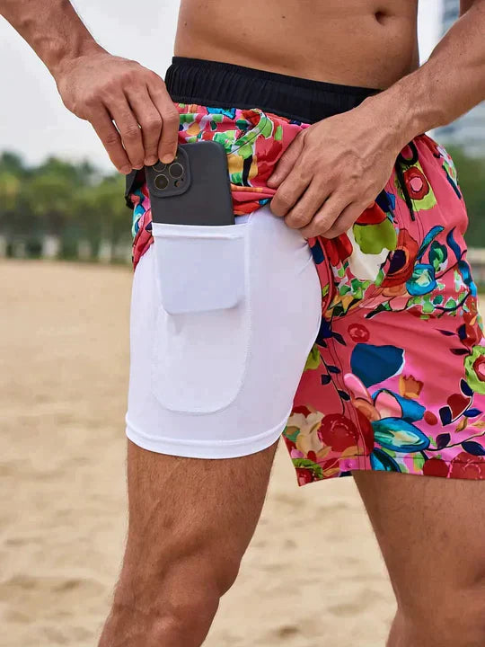 Short de Bain Homme Doublure Compression Sport Plage