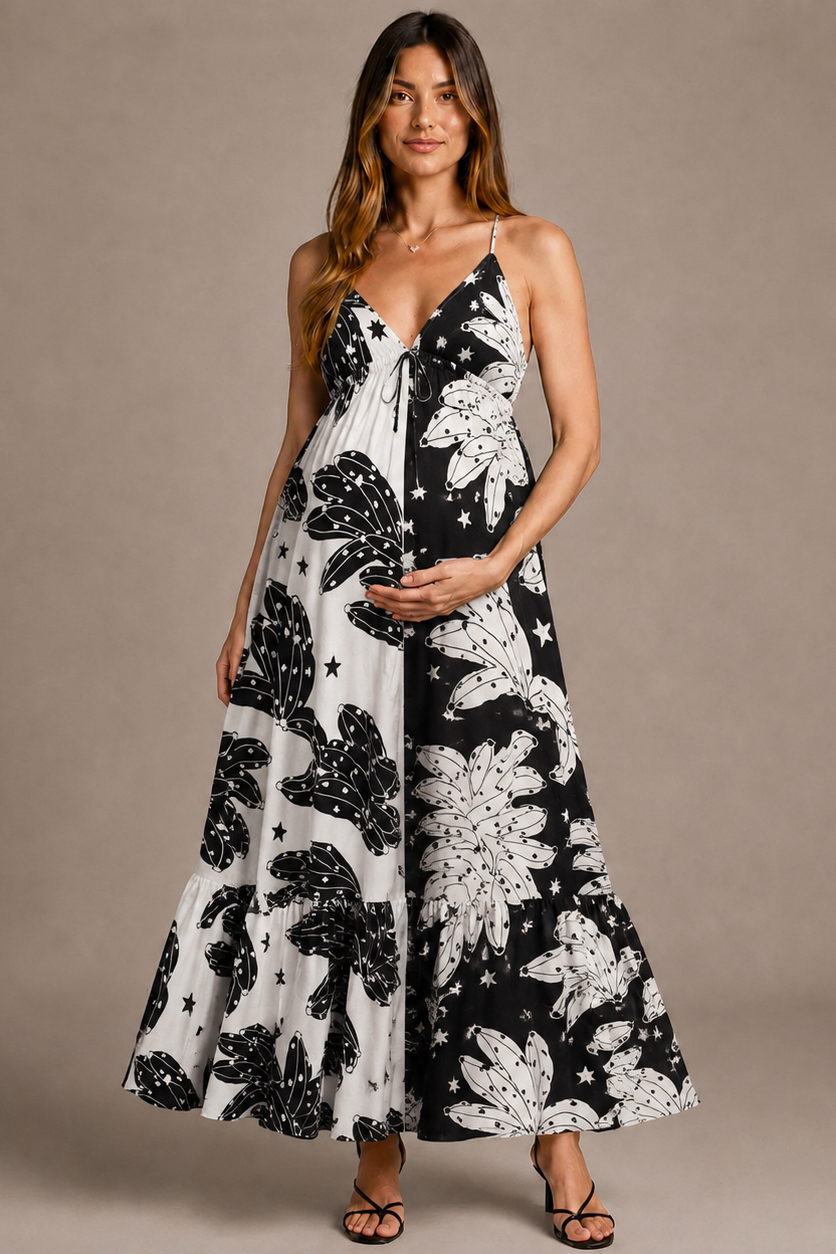 Robe longue maternité sans manches été grossesse confortable