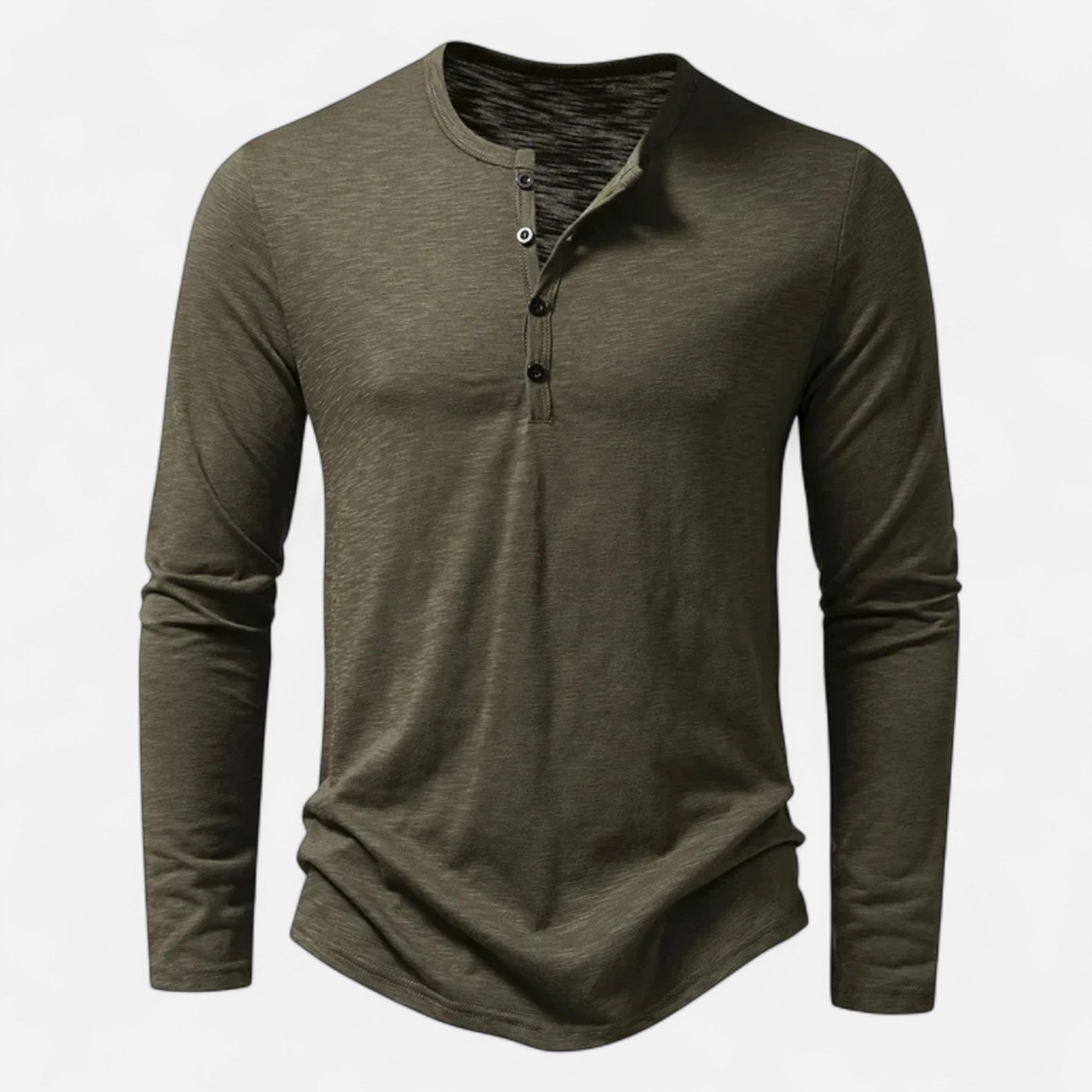 Henley Homme Manches Longues Coton Slim Fit