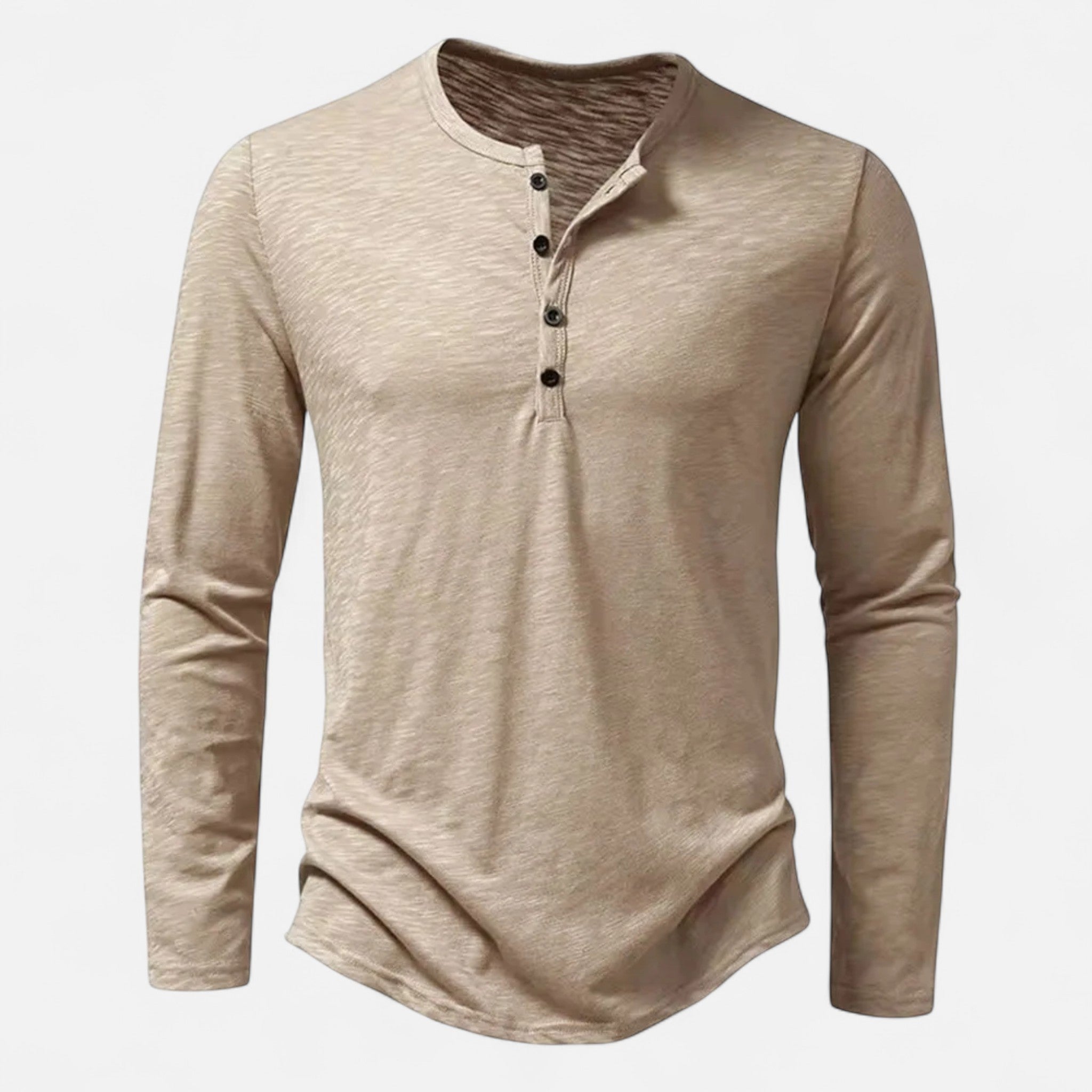 Henley Homme Manches Longues Coton Slim Fit