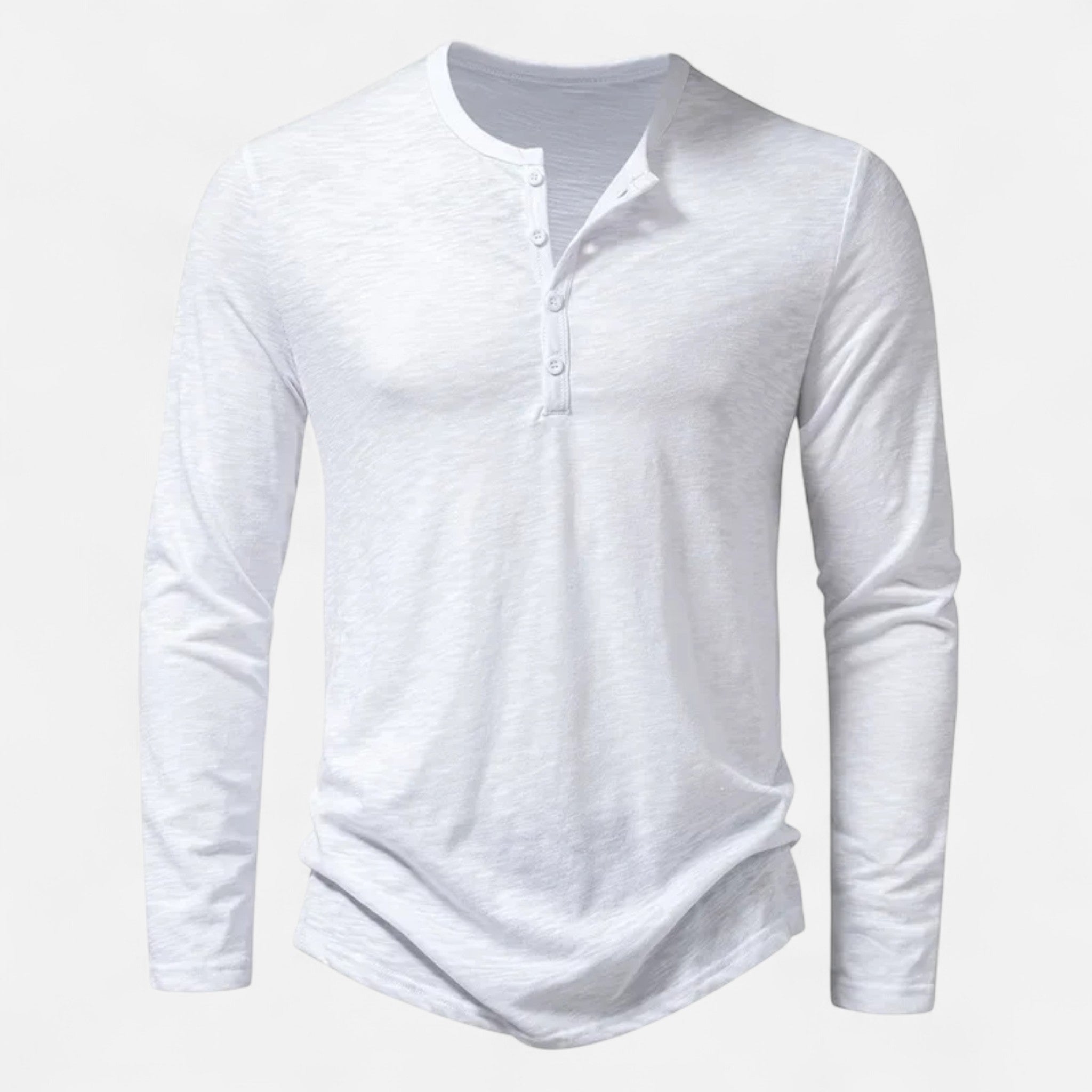 Henley Homme Manches Longues Coton Slim Fit