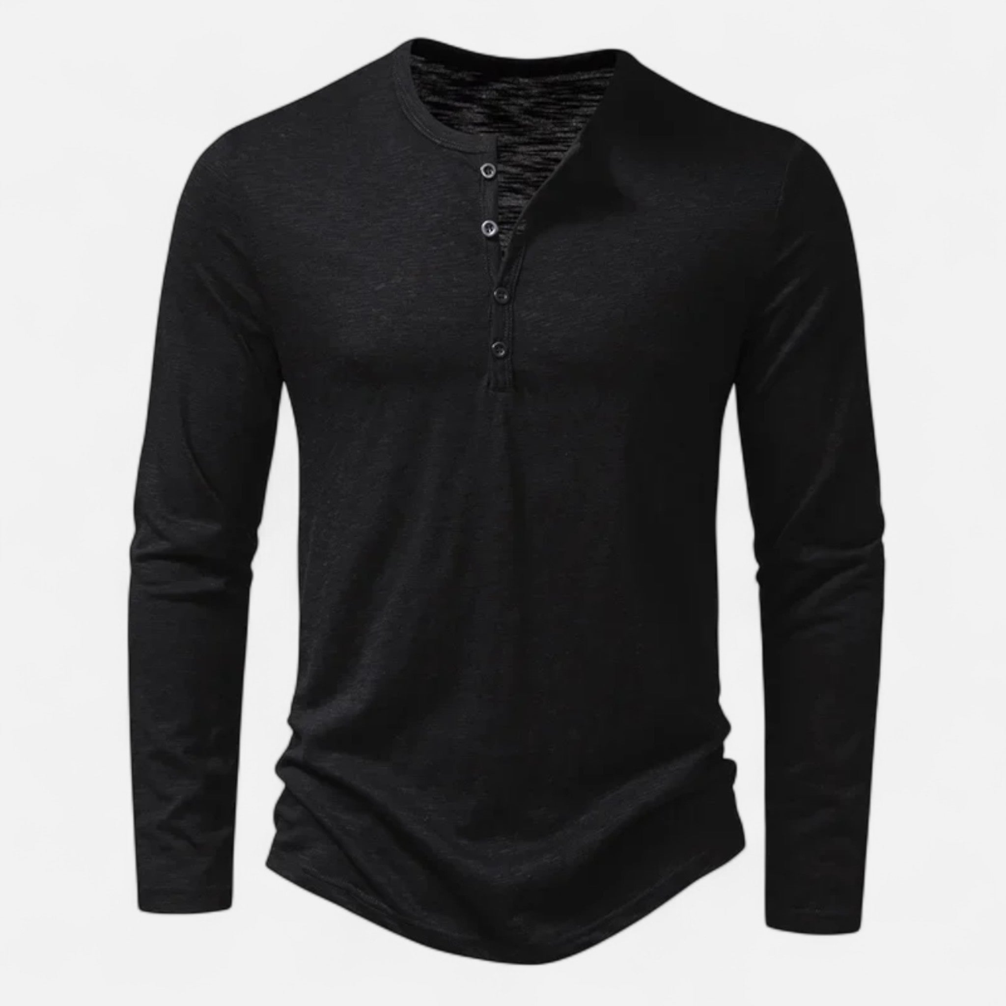 Henley Homme Manches Longues Coton Slim Fit