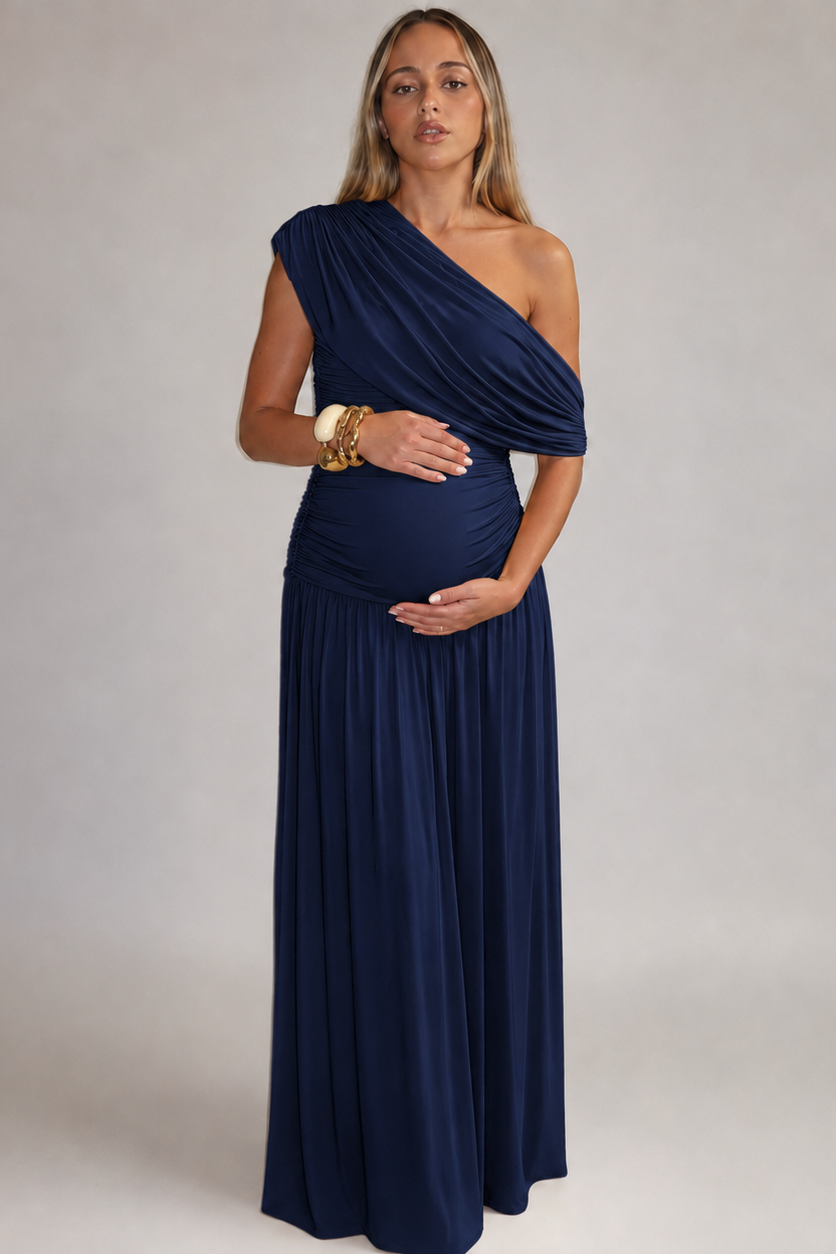 Robe Maternité Longue Asymétrique Élégante Grossesse