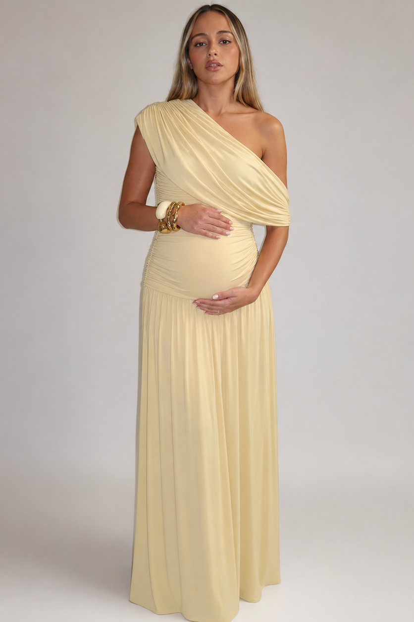 Robe Maternité Longue Asymétrique Élégante Grossesse