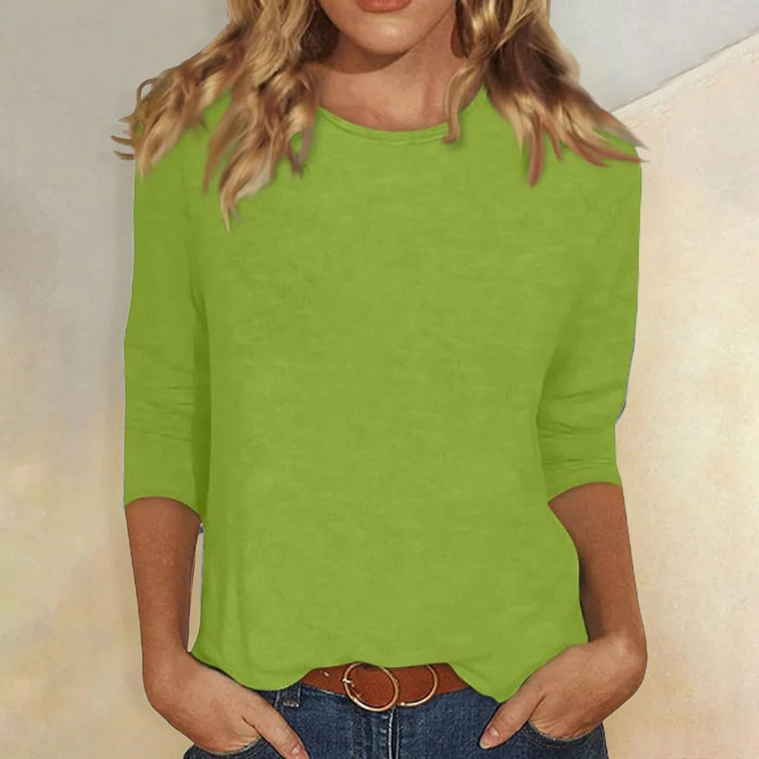 Top femme col rond manches 3/4 casual quotidien