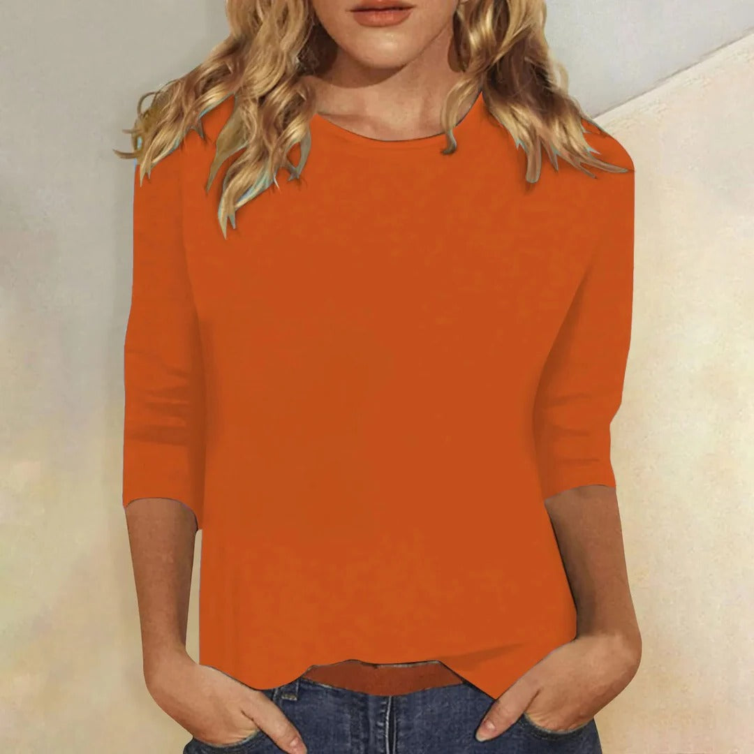 Top femme col rond manches 3/4 casual quotidien