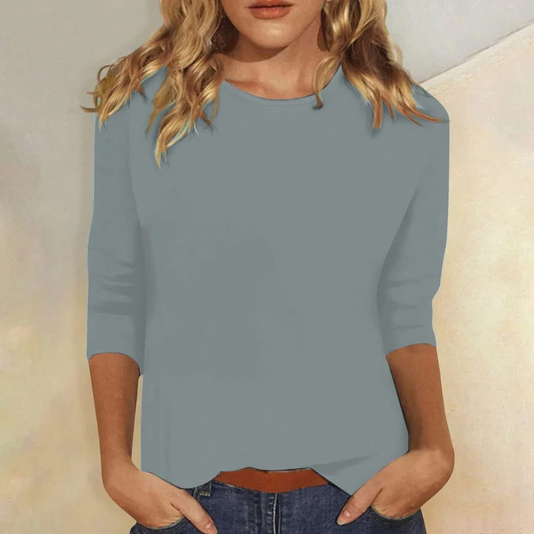 Top femme col rond manches 3/4 casual quotidien