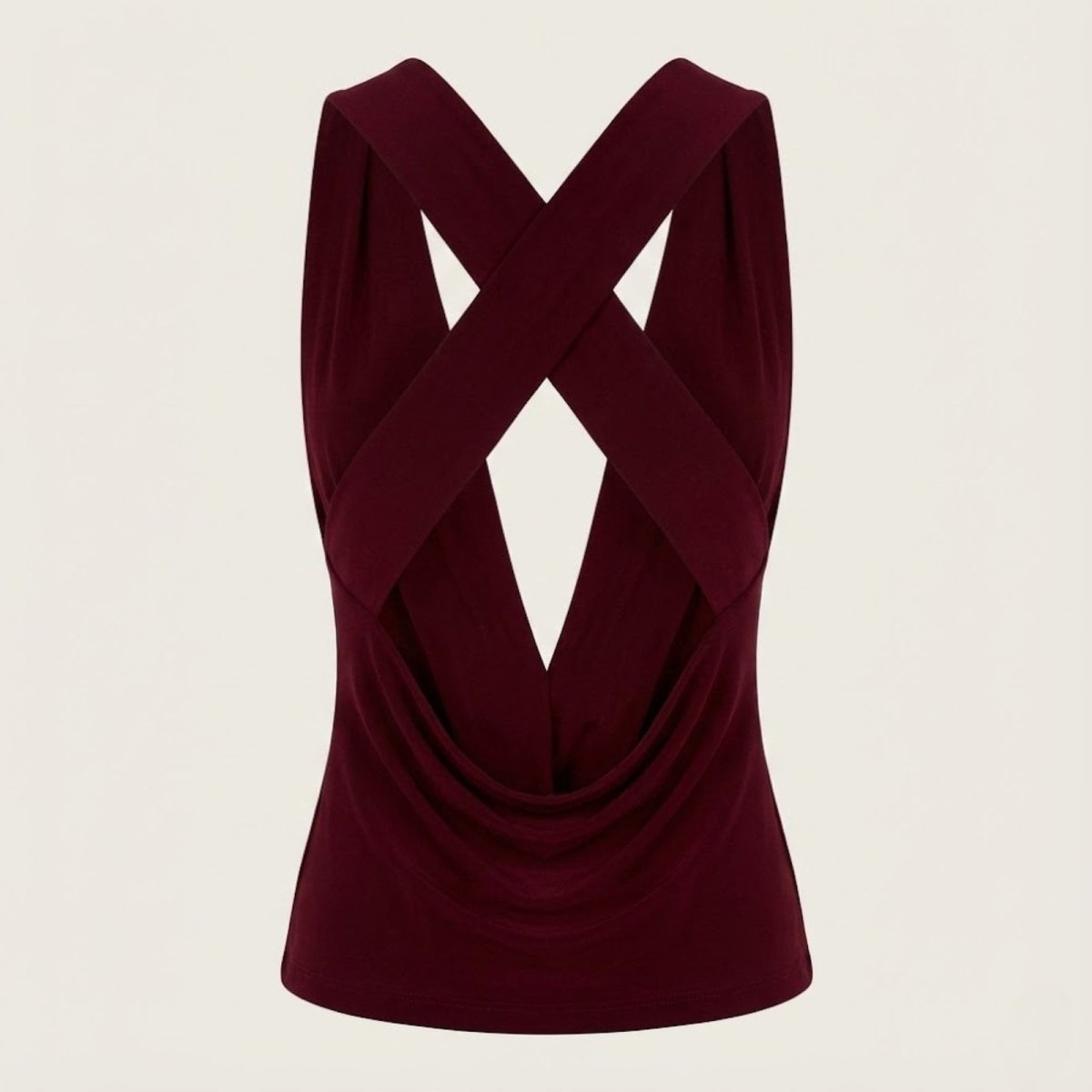 Top Femme Col Bénitier Dos Nu Jersey Drapé Sans Manches