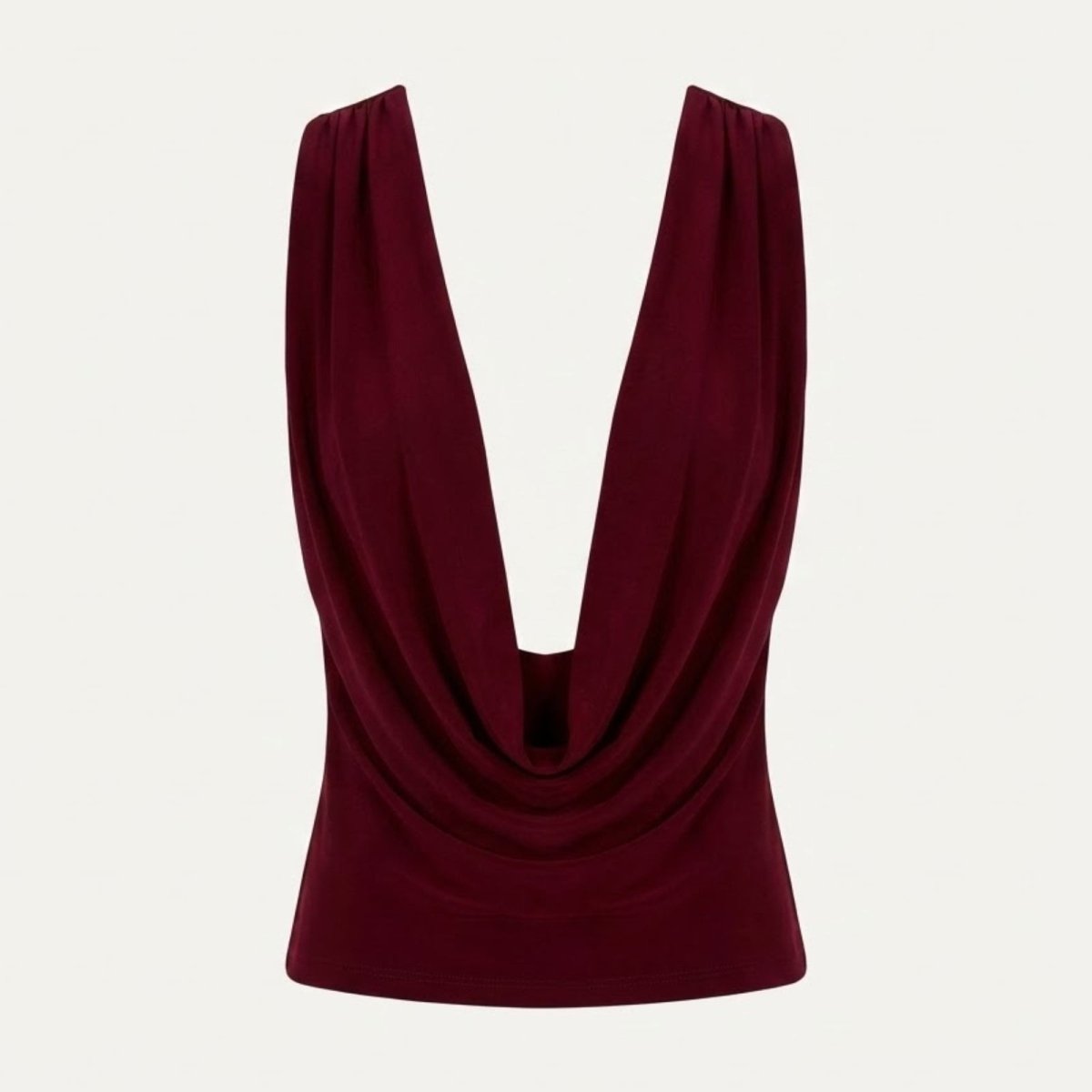 Top Femme Col Bénitier Dos Nu Jersey Drapé Sans Manches