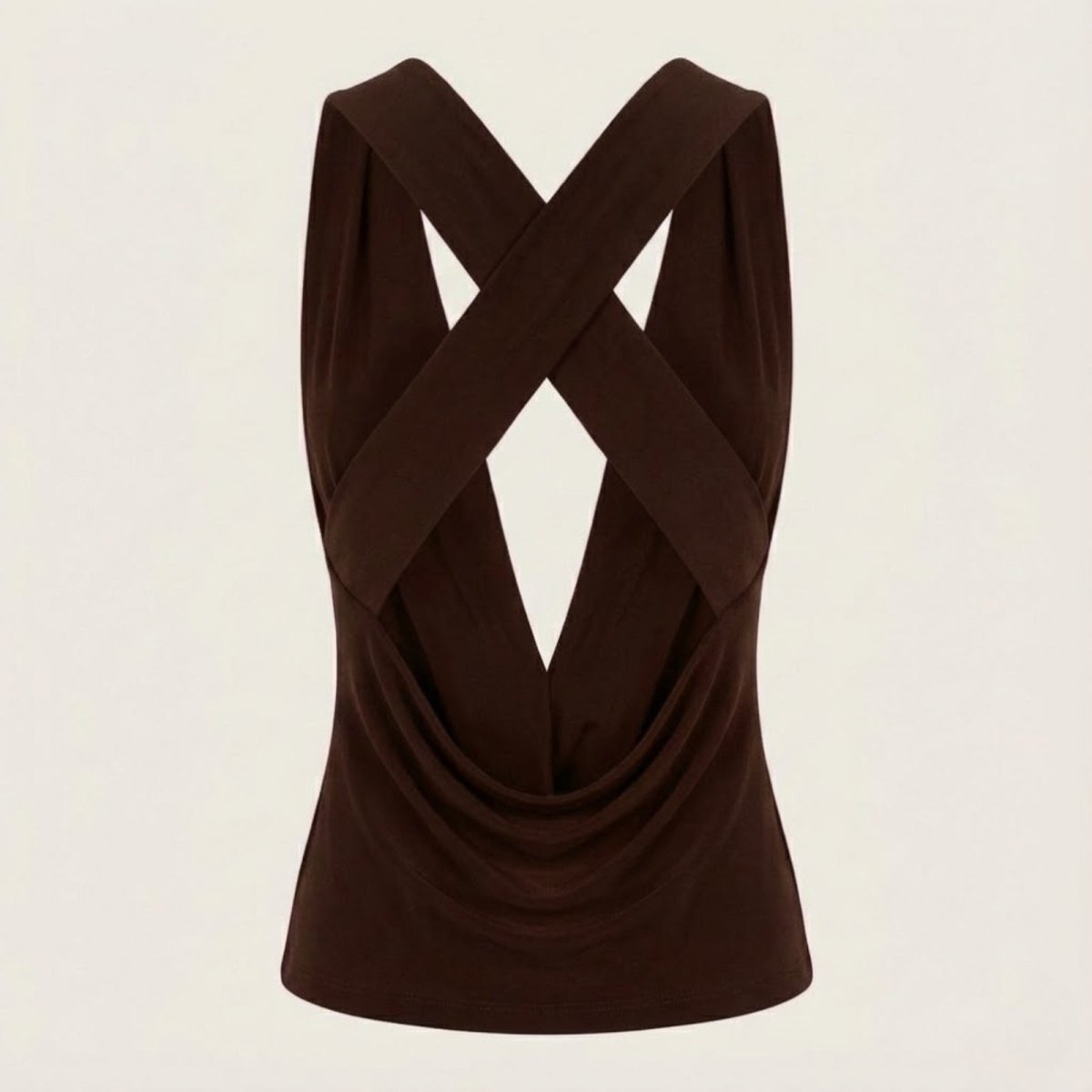 Top Femme Col Bénitier Dos Nu Jersey Drapé Sans Manches