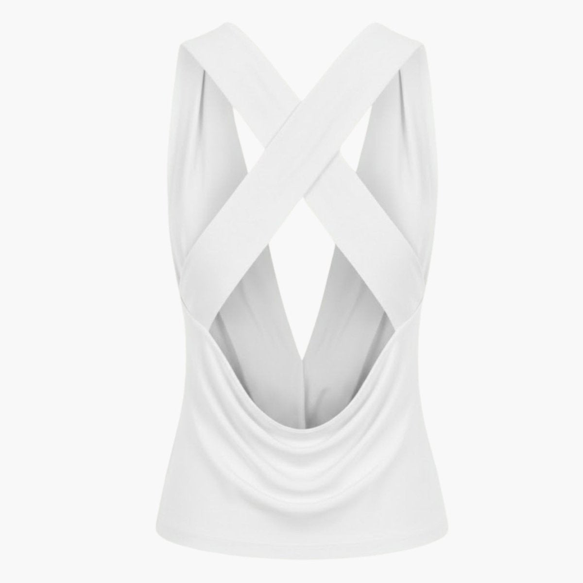 Top Femme Col Bénitier Dos Nu Jersey Drapé Sans Manches