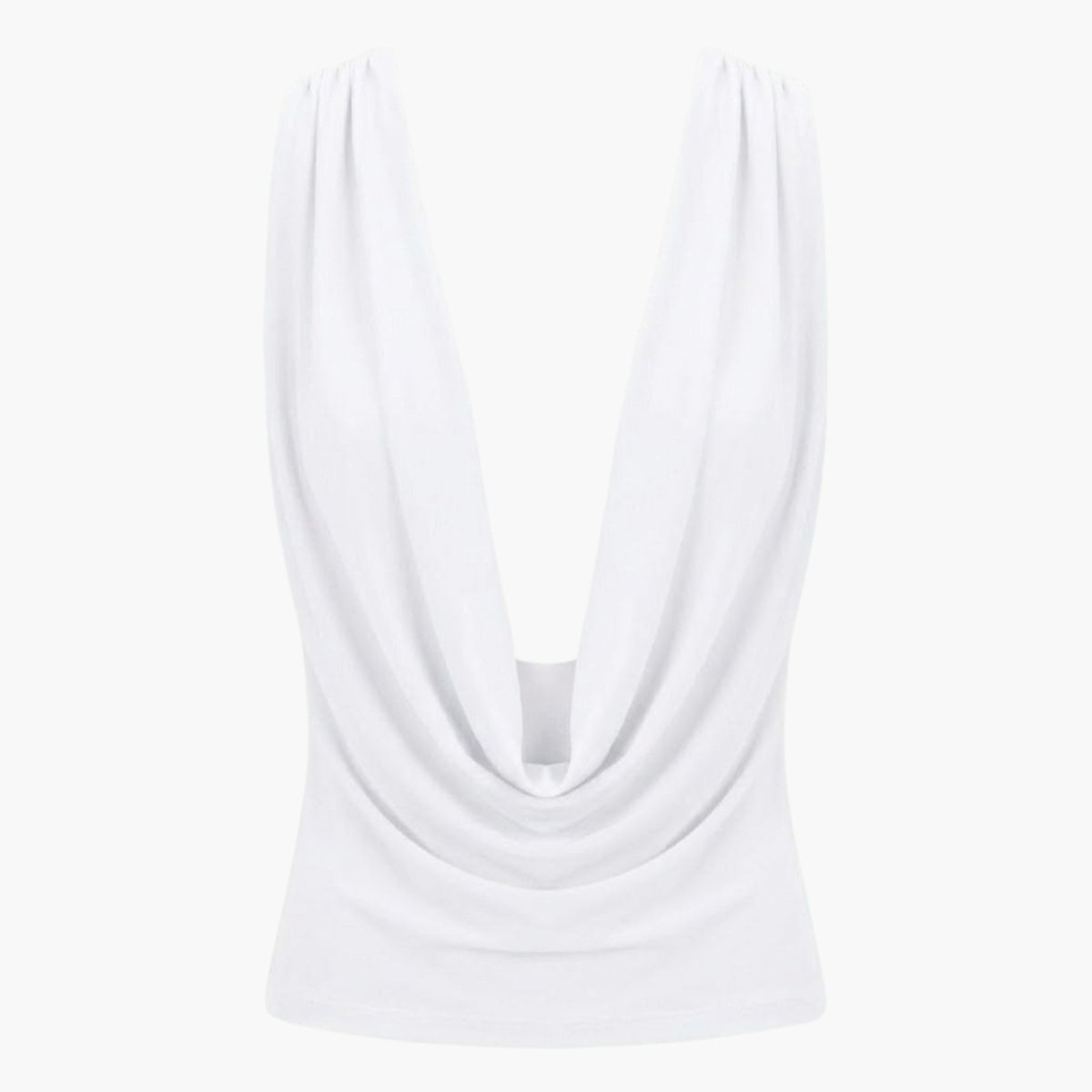 Top Femme Col Bénitier Dos Nu Jersey Drapé Sans Manches