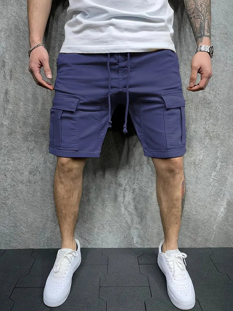 Short cargo homme taille élastique coulisse longueur genou