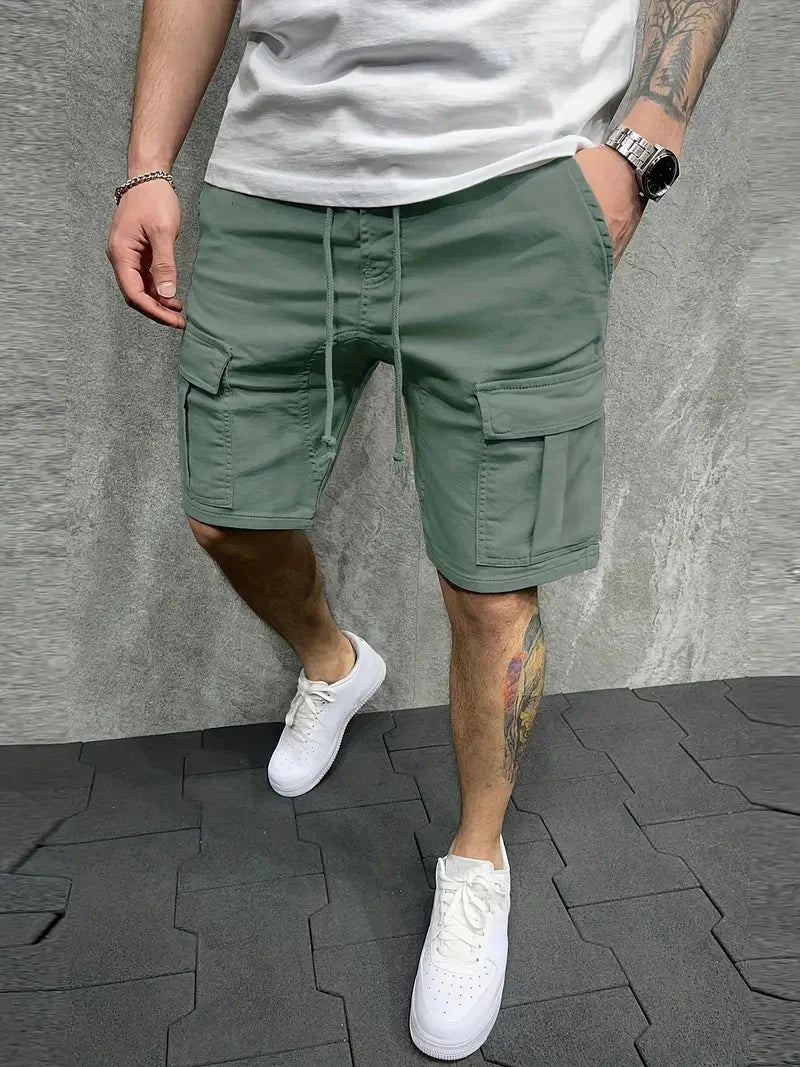 Short cargo homme taille élastique coulisse longueur genou