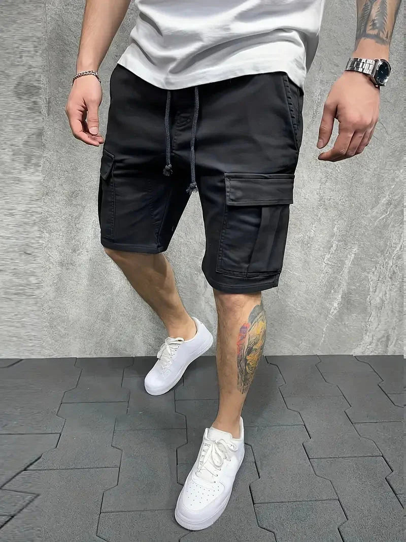 Short cargo homme taille élastique coulisse longueur genou