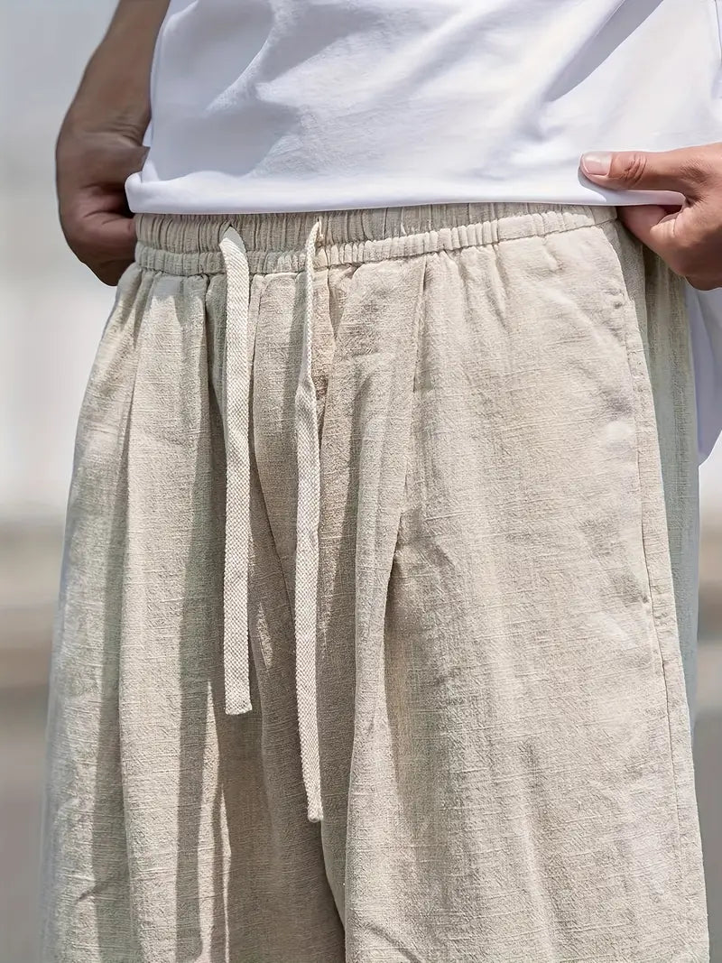 Pantalon lin homme baggy décontracté été respirant
