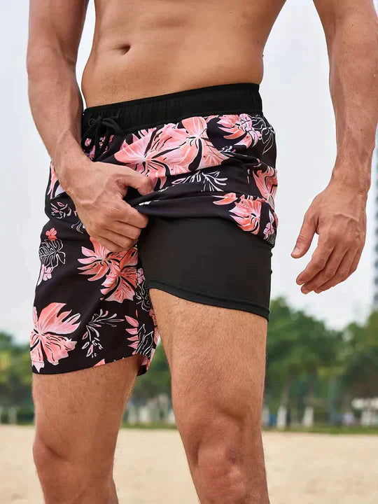 Short de Bain Homme Doublure Compression Sport Plage