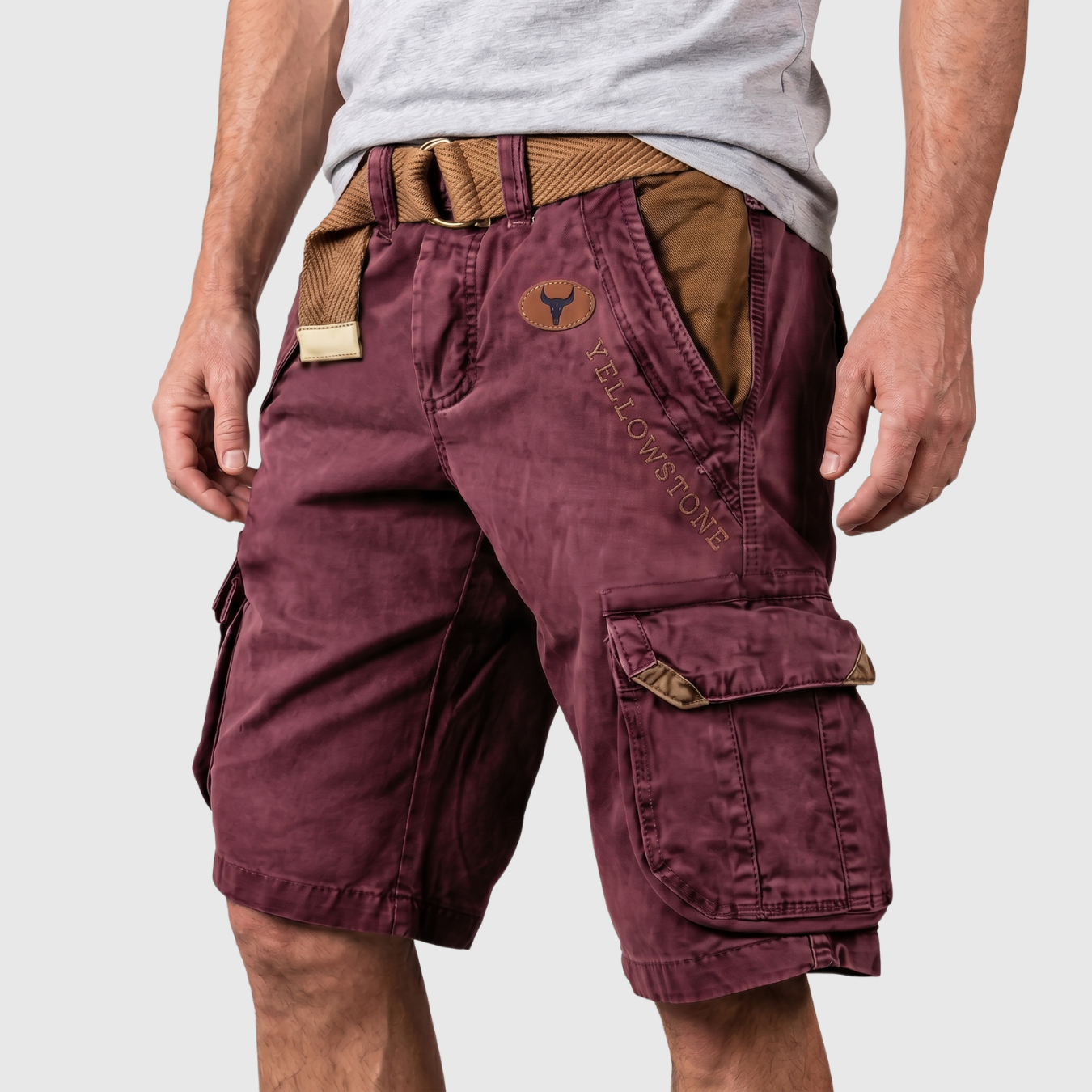 Short cargo homme multipoches coupe décontractée fermeture zippée