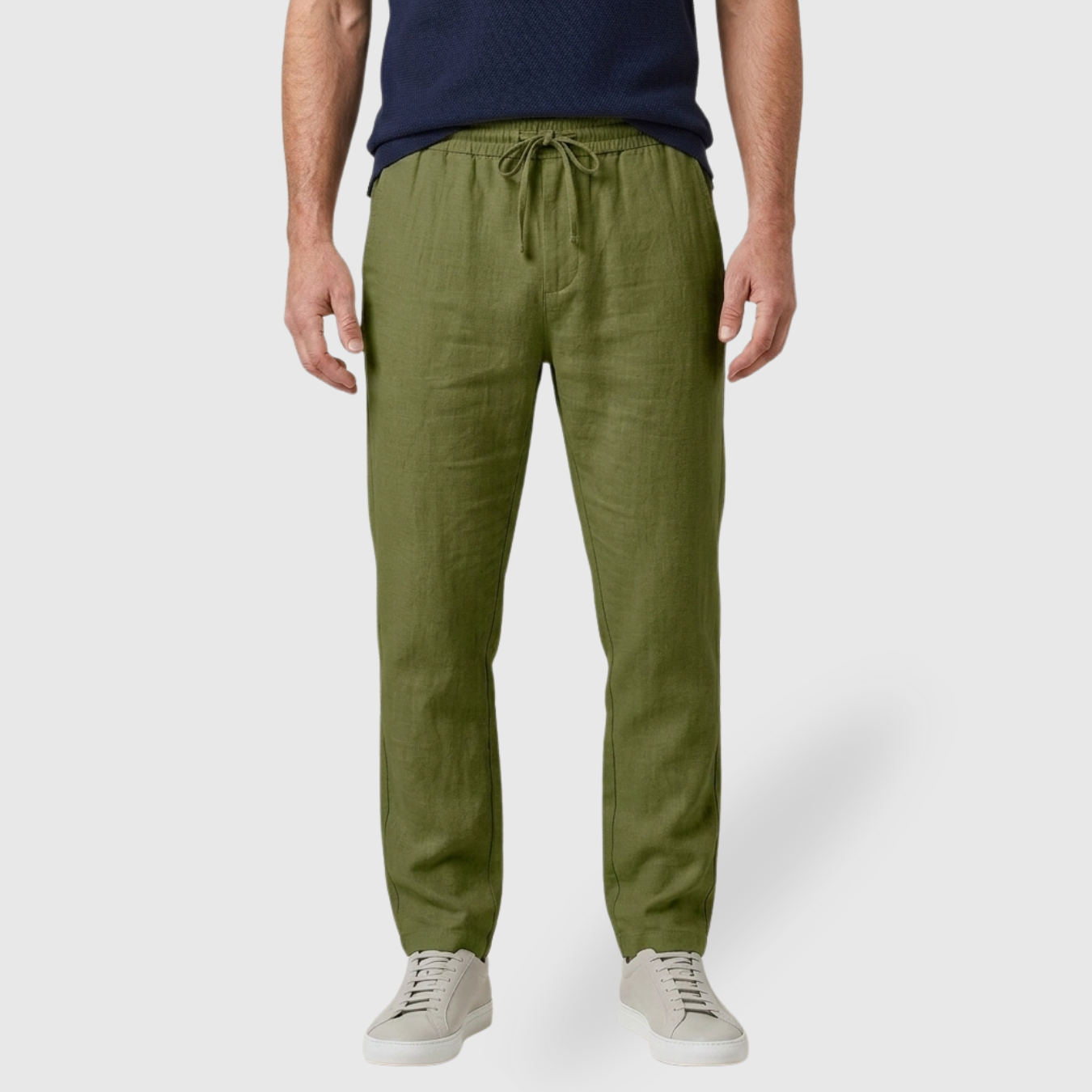 Pantalon homme été léger coupe droite respirant taille élastique