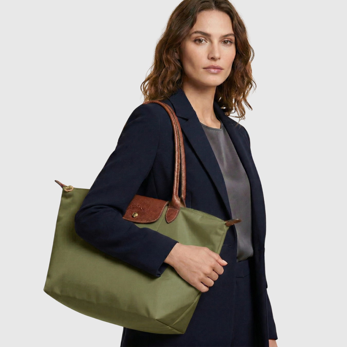 Sac cabas femme toile synthétique fermeture pression anses longues